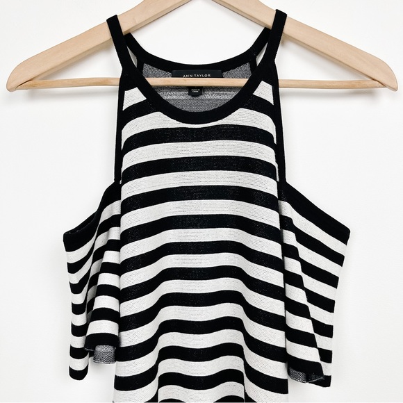 Ann Taylor Women’s Striped Cold Shoulder Peplum Top Small - Picture 5 of 12